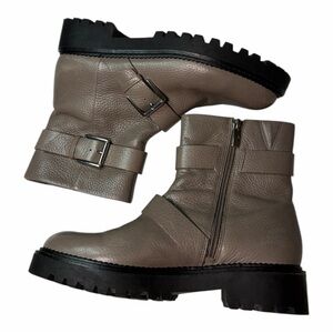 Nordstrom Macombs Leather Taupe Ankle Boots With Buckle Size 8